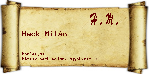 Hack Milán névjegykártya
